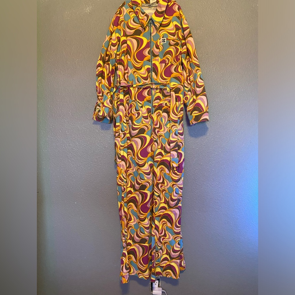 LUCY & YAK groovy SWIRL psychedelic pattern MAGGIE jumpsuit US size 6